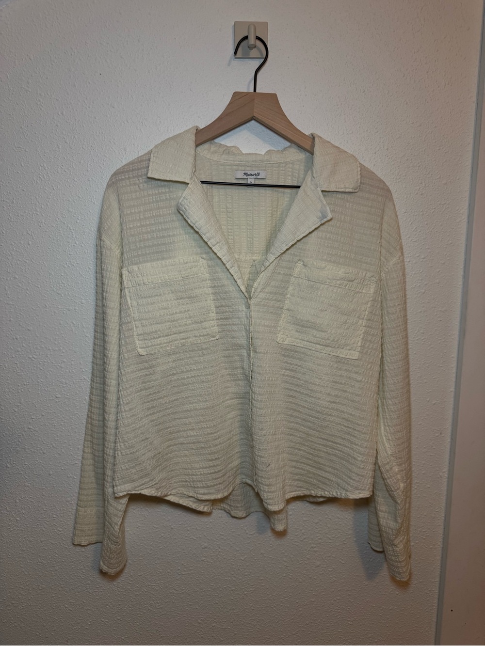 Madewell Ivory Textured Button-Down Shirt Large